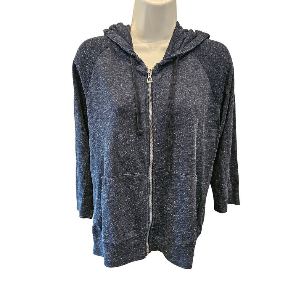 Standard james perse 3 (L)Slub Cropped Raglan Hoodiefull zip heathered grey